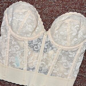 Carnival vintage nude lace bustier bra delicate floral lace low back bra 34C